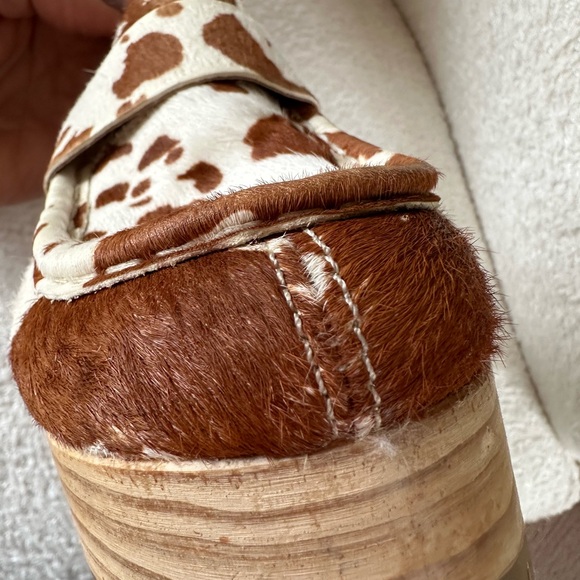 Free People Corbin Loafer Clog brown white cow print suede /pony hair size 39 - Picture 7 of 12